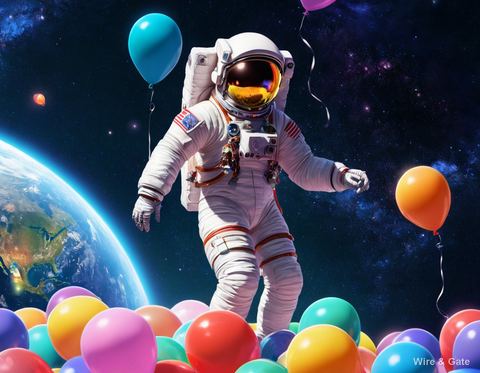 The astronaut with balloons