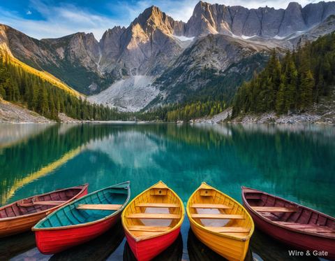 Rowing boats on the lake
