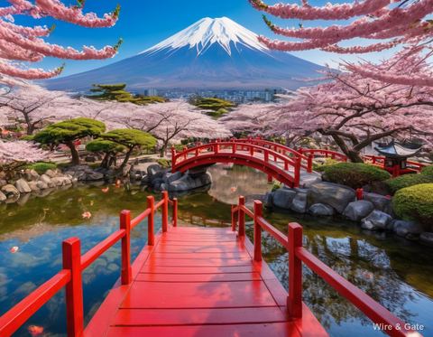 Cherry trees in bloom