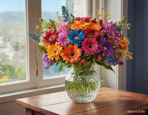 The bouquet by the window