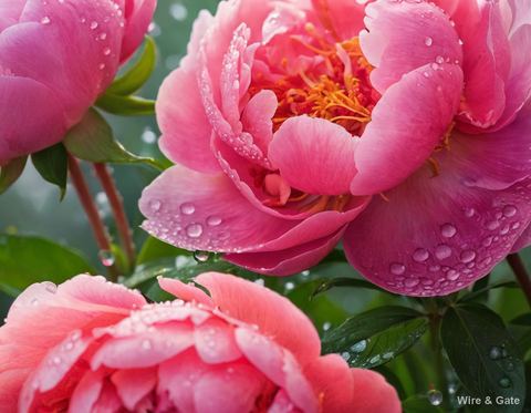 Dewy peonies