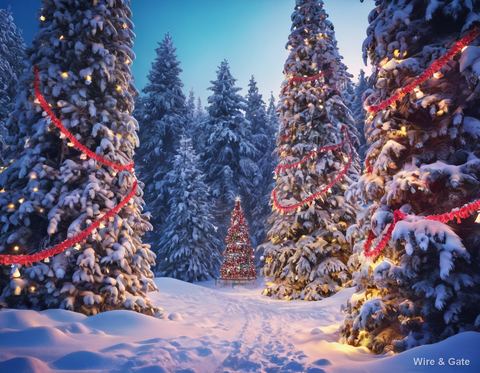 Fir trees and garlands