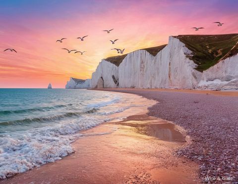 White cliffs at sunset