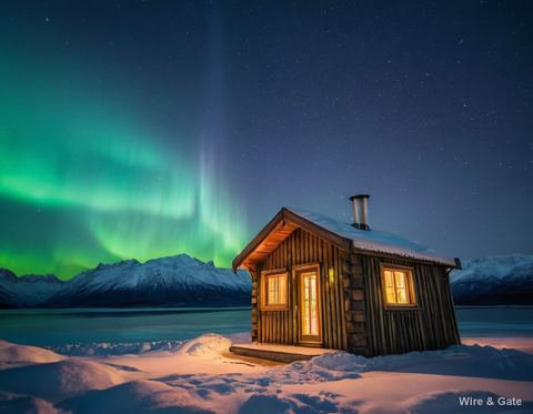 The cabin under the aurora