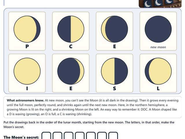 Part of the kit page “The Moon calendar”