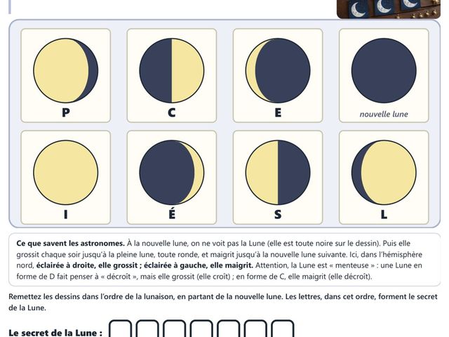 Un morceau de la page « Le calendrier de la Lune » du kit